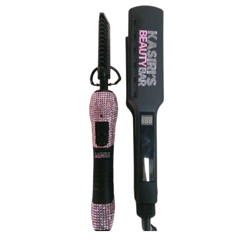 Hot comb and flat iron duo set